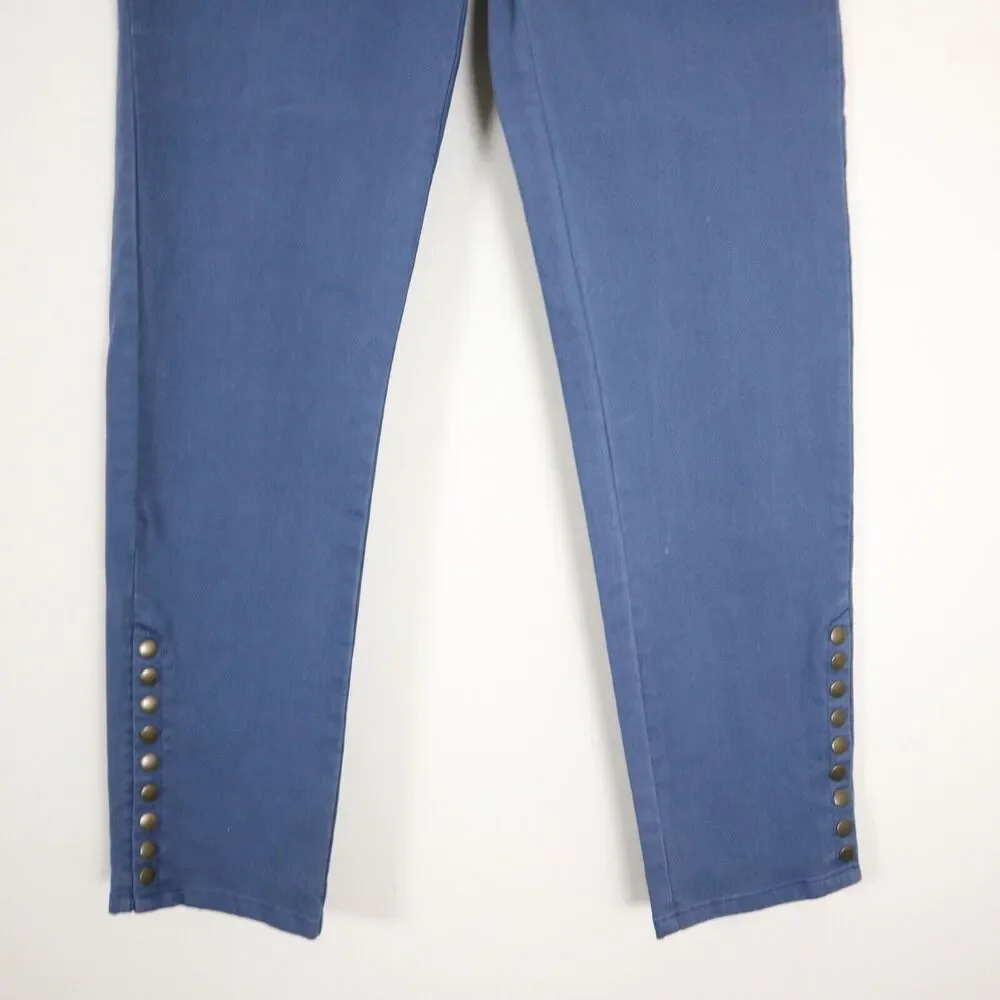 Soft Surroundings Size M Metro Leggings Jeans Skinny Button Light Blue - Picture 6 of 10